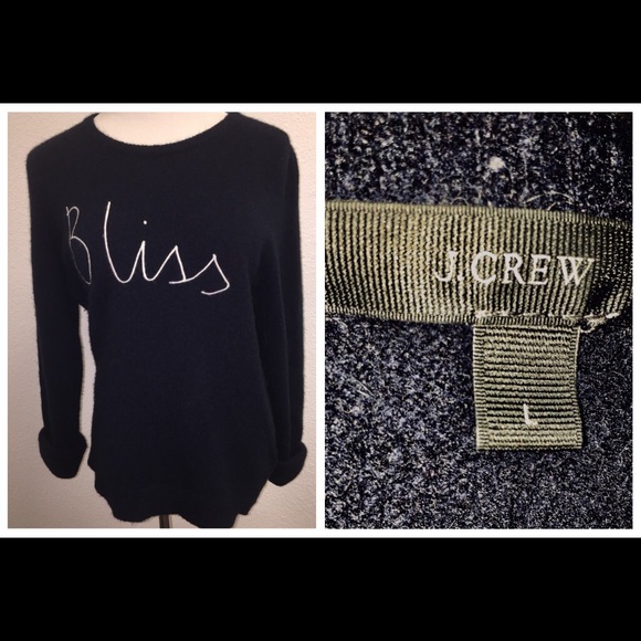 J Crew Navy Wool Apalca Blend BLISS Sweater Sz L - Picture 4 of 7
